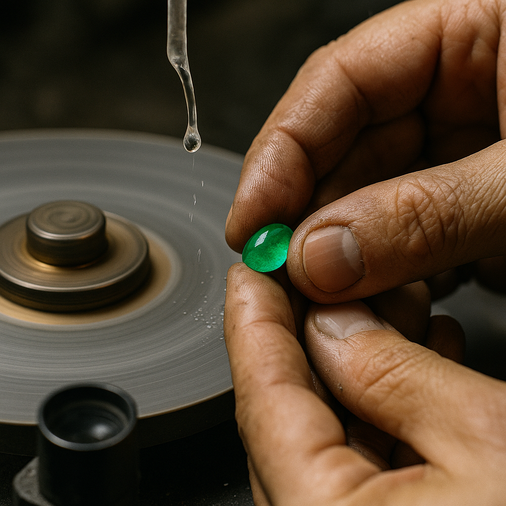 Lapidação precisa de safira natural